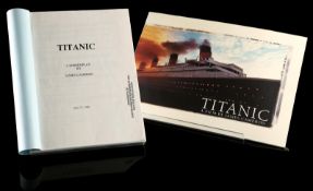 TITANIC (1997) - Production Script and Crew Gift Stills Book A production script and crew gift