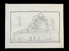 JASON & THE ARGONAUTS (1963) - Ray Harryhausen Hand-Drawn Concept of Talos Awakening A hand-drawn