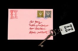 THE GRAND BUDAPEST HOTEL (2014) - Grand Budapest Hotel ZZ Room Key and Letter A room key and