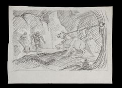 JASON & THE ARGONAUTS (1963) - Ray Harryhausen Hand-Drawn Concept Of Cerberus A hand-drawn concept