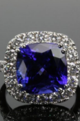Lot 2 with opening price 30 and no lot increment very deep blue stone with diamonds, real silver END