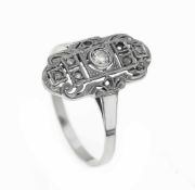 Art D‚co Ring WG 585/000 mit einem Altschliff-Diamanten 0,07 ct W/VS und Diamantrosen (3St. fehlen),