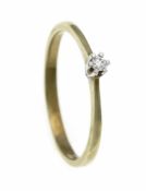 Brillant-Ring GG/WG 585/000 mit einem Brillanten 0,05 ct punziert TW/VS, RG 58, 1,9 gBrilliant