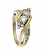 Brillant-Ring GG/WG 585/000 mit 8 Brillanten und 24 baguettef”rmig fac. Diamanten, zus.0,72 ct l.