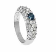 Brillant-Ring WG 585/000 mit einem Brillanten 0,23 ct Fancy Intense Ocean Blue/PI1 undBrillanten,