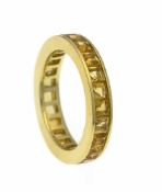 Citrin-Eternity-Ring GG 750/000 mit 23 quadratisch fac. Citrinen 3 mm, RG 56, 6,0 gCitrine