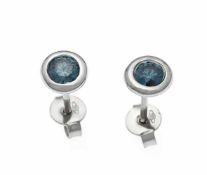 Brillant-Ohrstecker WG 585/000 mit 2 Brillanten, zus. 0,36 ct Fancy Intense Blue/PI, D. 6mm, 1,1