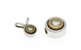 2 Brillant-Anh„nger GG/WG 585/000 mit einem Brillanten 0,32 ct TW/VVS-VS, D. 10 mm undeinem