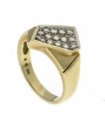 Brillant-Ring GG/WG 585/000 mit 15 Brillanten, zus. 0,30 ct punziert W/SI, RG 54, 6,6 gBrilliant