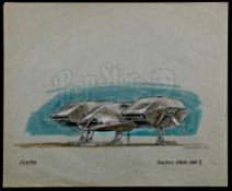 ALIENS (1986) - Hand-Drawn Ron Cobb Sulaco Dropship Concept Sketch