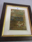 Small late 18th or early 19th Century Berlin silk work picture of a dog and sheep in a landscape,