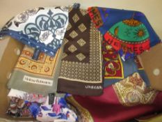 Small quantity of silk scarves including: Jaeger and Helena Rubinstein