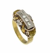 Brillant-Ring GG/WG/RG 585/000 mit 4 Brillanten (1 best.), zus. 0,30 ct l.get.W - W/SI, RG56, 6,4