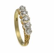 Brillant-Ring GG/WG 585/000 mit 5 Brillanten, zus. 0,30 ct TW/VS, RG 55, 3,7 gBrilliant Ring GG / WG