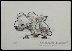 ALIEN (1979) - Hand-drawn Ron Cobb Nostromo Heli-Jet Concept Sketch